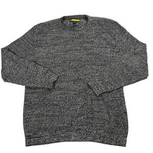 Prince & Fox Sweater Mens L Gray Black Marled Knit Crew Neck Casual Pullover